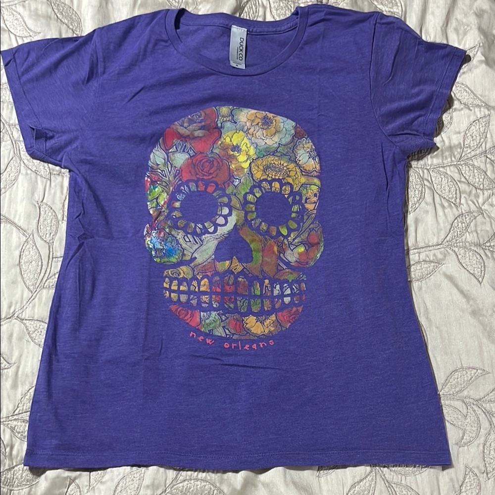Purple Skull Graphic T-Shirt